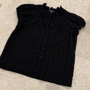 J.Crew Smocked-neck top in textured gauze